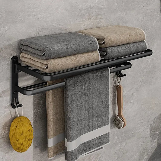 Matte Black Folding Towel Rack