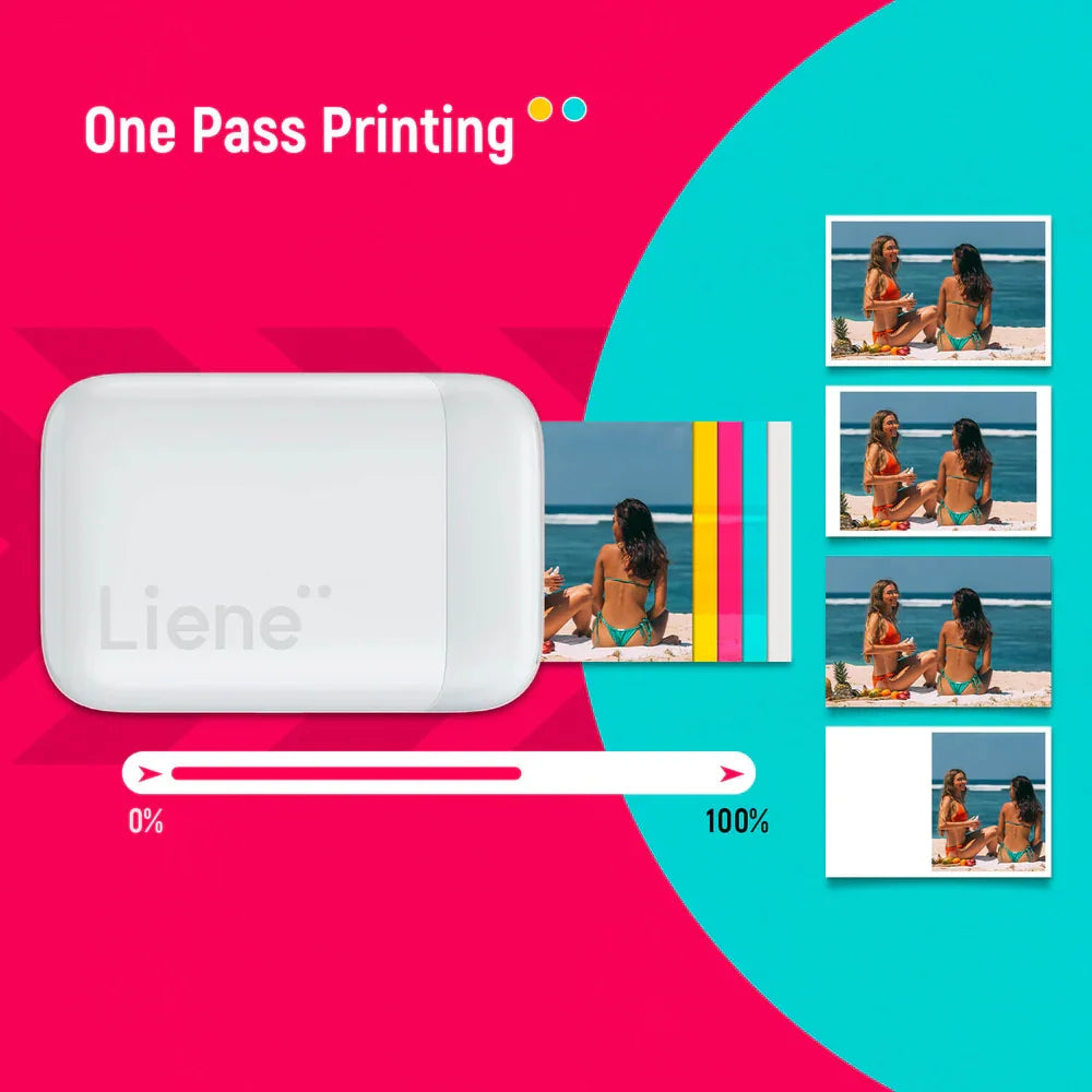 Liene Pearl K100 2×3″ Pocket Photo Printer Wireless +50 Sheets Sticker Photos Whit