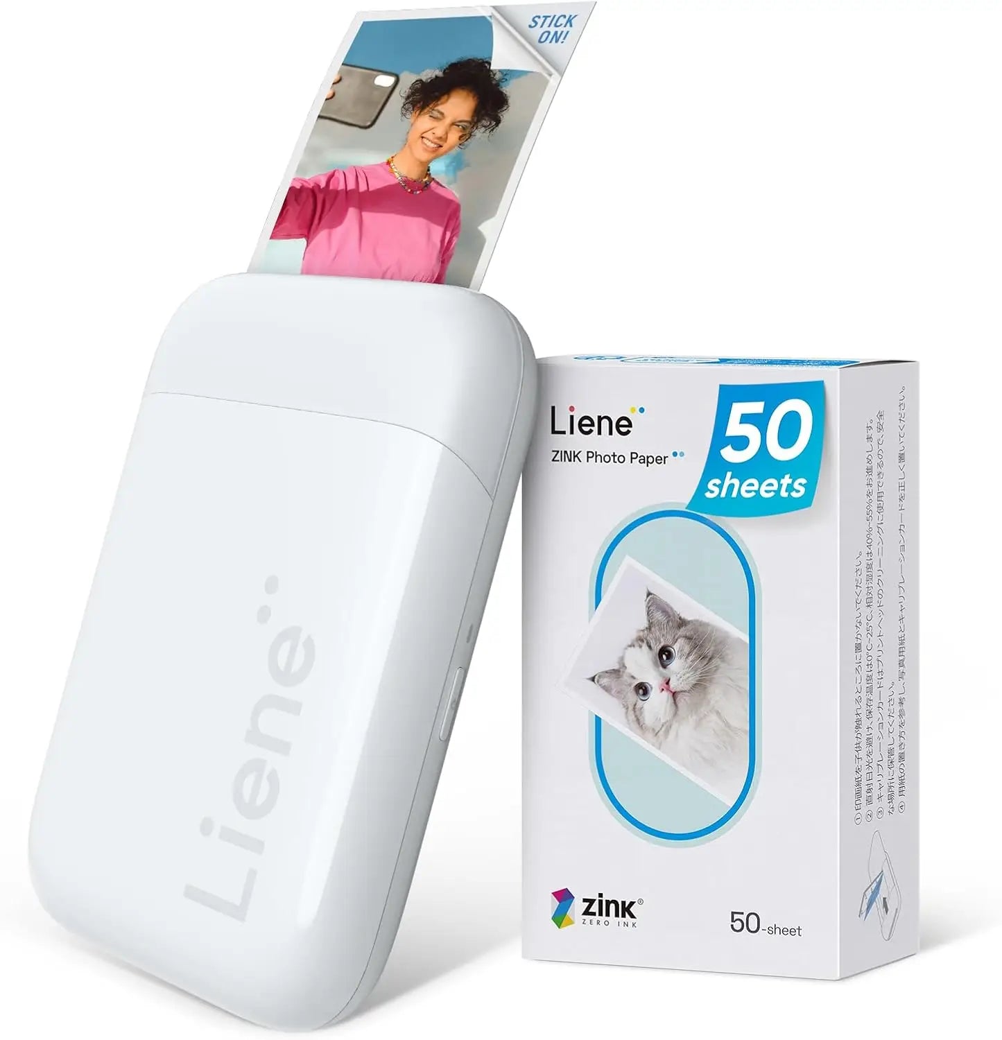 Liene Pearl K100 2×3″ Pocket Photo Printer Wireless +50 Sheets Sticker Photos Whit