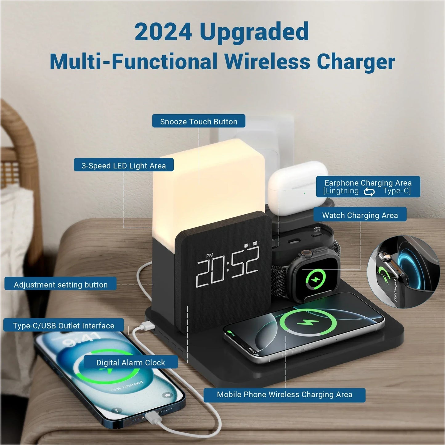 Fast 15W Wireless Charging Station