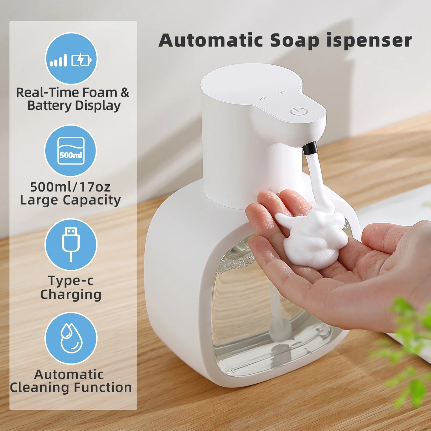 Automatic Foam Soap Dispenser 500ml (Wall-Mounted)